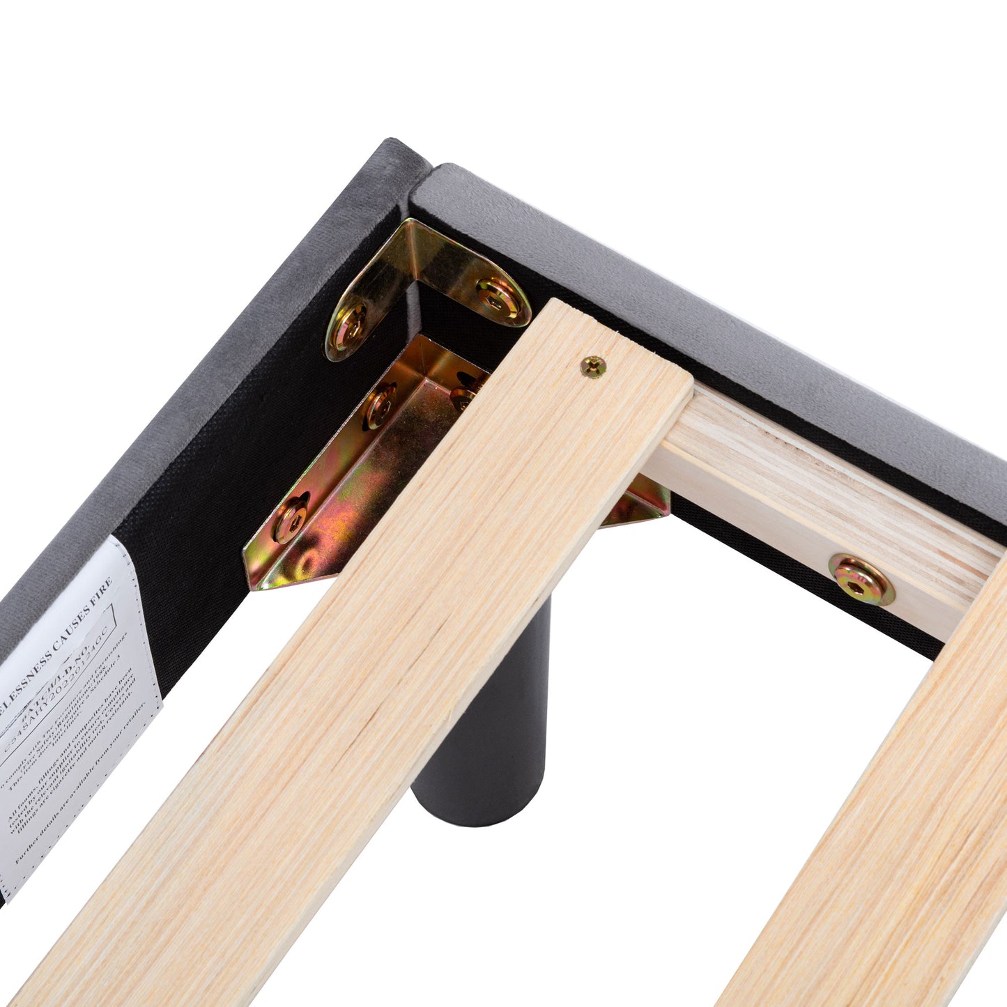 Grey Velvet Winged Headboard Double Bed Frame with Wood Slat Supports