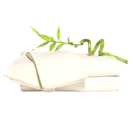 Bamboo Duvet Set Complete Bed Set – Cream, Duvet Cover + Fitted Sheet + 2 Pillowcases