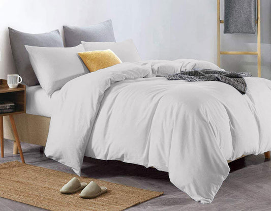 100% Pure Cotton Duvet Cover Bed Set in Light Grey – Contains Egyptian Cotton Fibres