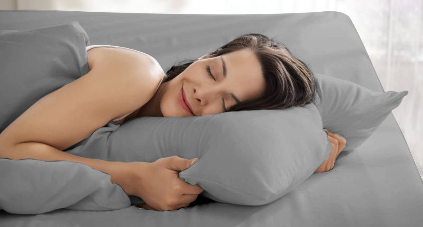 Pure Egyptian Cotton Duvet Cover Bed Set in Plain Grey