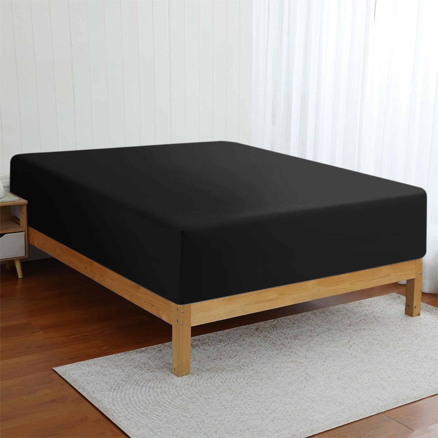 Bamboo Fitted Sheet in Black (Extra Deep)