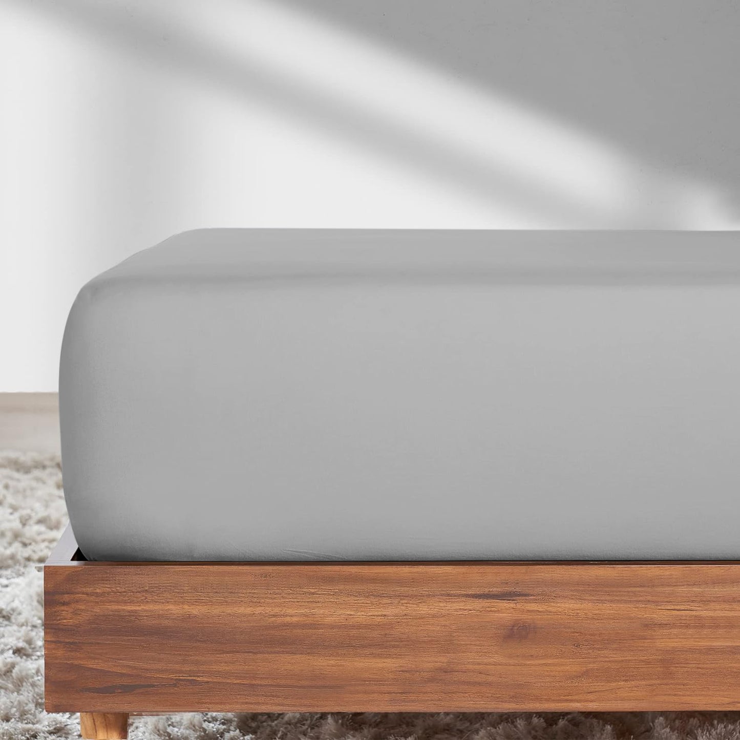 Bamboo Fitted Sheet in Light Grey (Extra Deep)