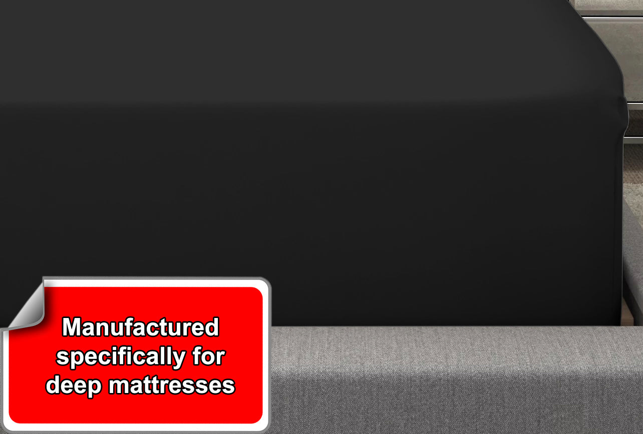 Bamboo Fitted Sheet in Black (Extra Deep)
