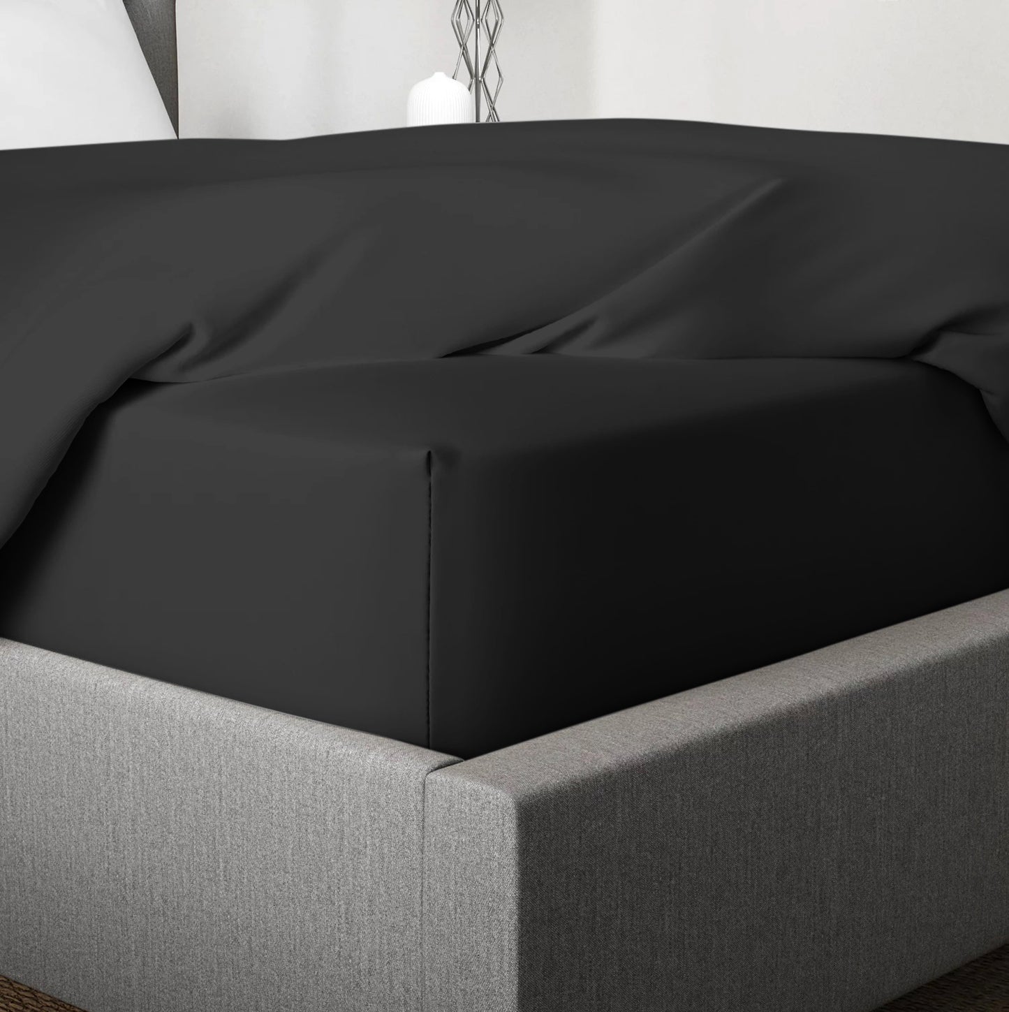 Bamboo Fitted Sheet in Black (UK Standard)