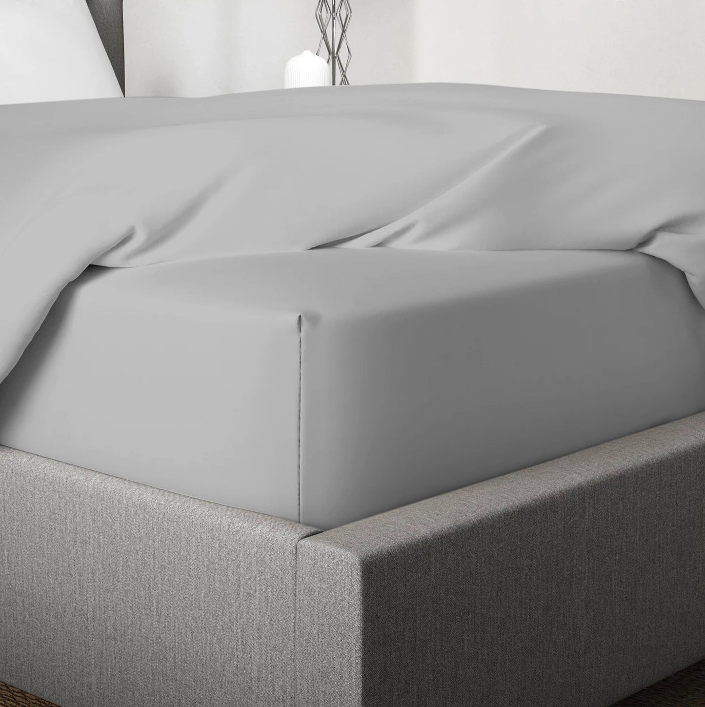 Bamboo Fitted Sheet in Light Grey (UK Standard)
