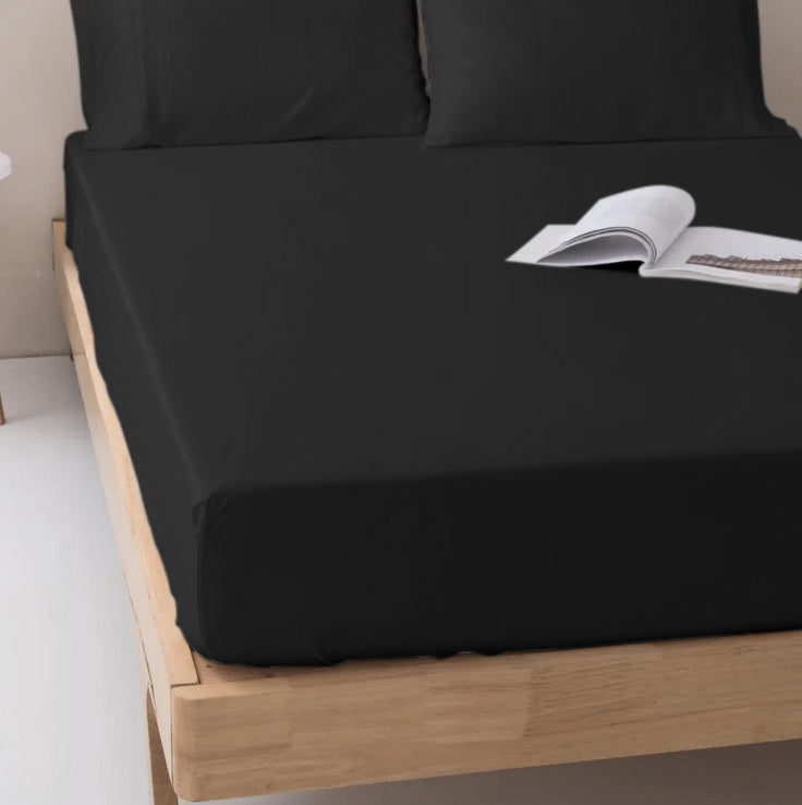 Bamboo Fitted Sheet in Black (UK Standard)