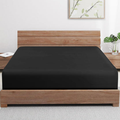 Bamboo Fitted Sheet in Black (UK Standard)