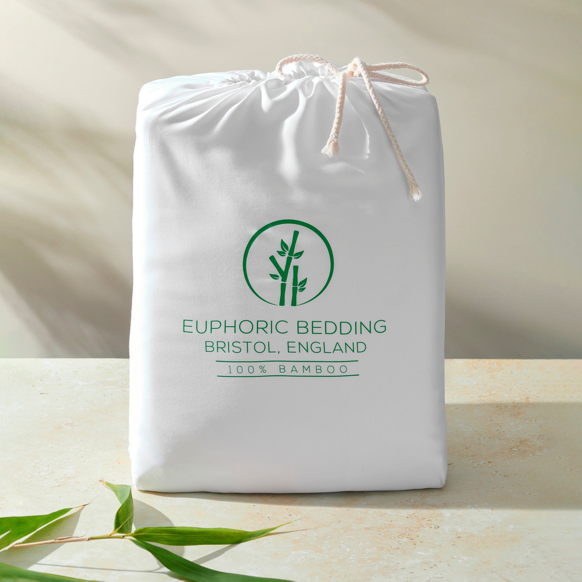 Euphoric Bedding bamboo drawstring fabric bag packaging