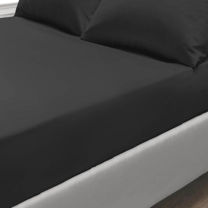 Pure Egyptian Cotton Duvet Cover Bed Set in Black