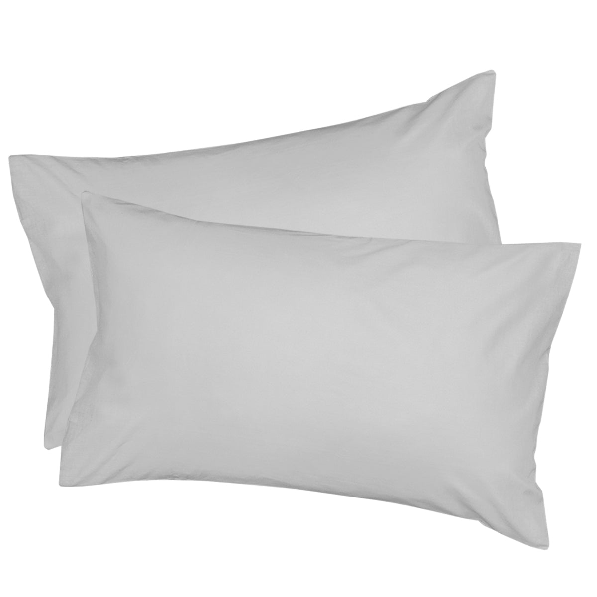 2 Light grey bamboo pillowcases with pillows inside