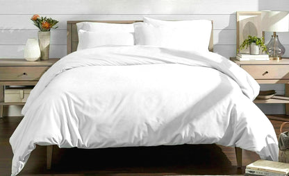 White bamboo duvet set on bed