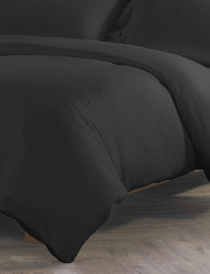 Pure Egyptian Cotton Duvet Cover Bed Set in Black